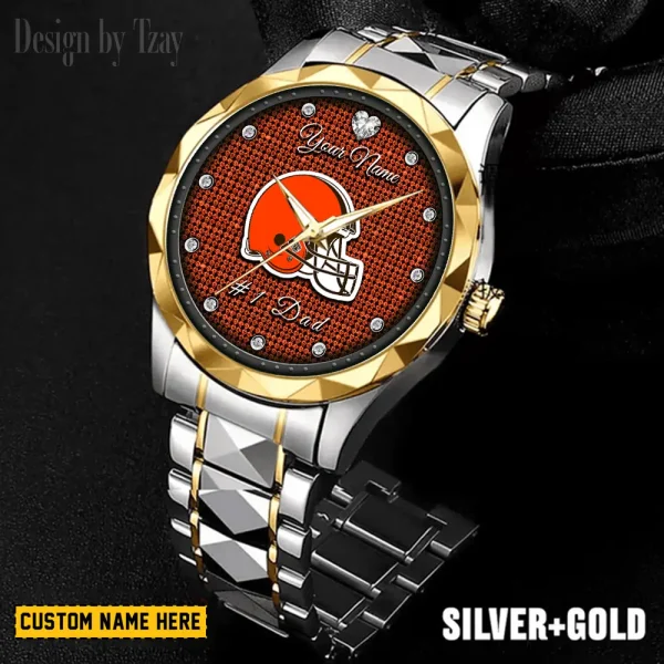Cleveland Browns #1 Dad Luxury Diamond Men Wristwatch Father's Day Gift SPTDMW202