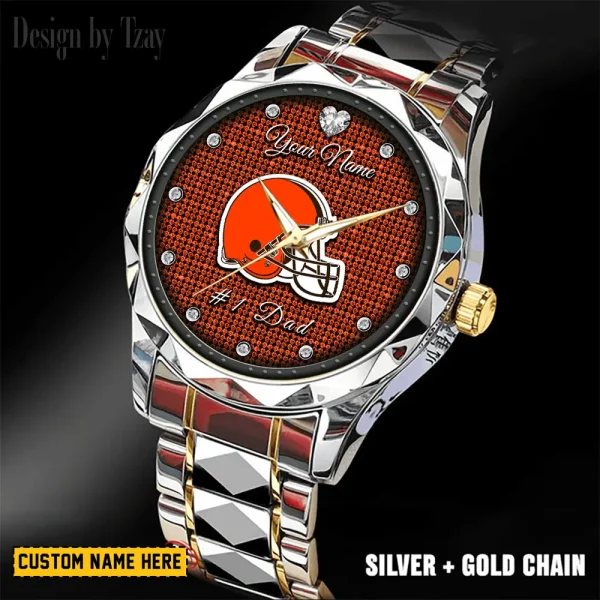 Cleveland Browns #1 Dad Luxury Diamond Men Wristwatch Father's Day Gift SPTDMW202 - Image 5