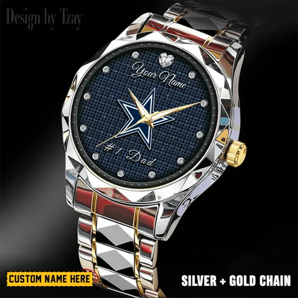 Dallas Cowboys #1 Dad Luxury Diamond Men Wristwatch Father's Day Gift SPTDMW203 - Image 3