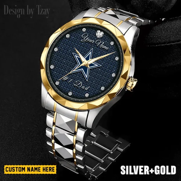 Dallas Cowboys #1 Dad Luxury Diamond Men Wristwatch Father's Day Gift SPTDMW203