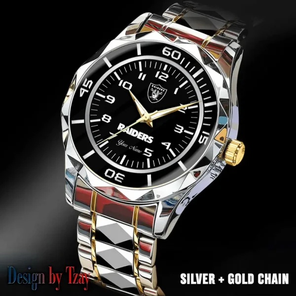 Las Vegas Raiders Best Dad Ever Luxury Diamond Men Wristwatch Father's Day Gift SPTDMW244