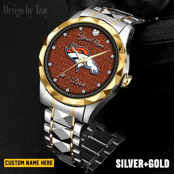 Denver Broncos #1 Dad Luxury Diamond Men Wristwatch Father's Day Gift SPTDMW204