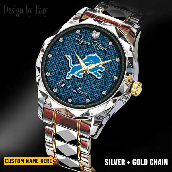Detroit Lions #1 Dad Luxury Diamond Men Wristwatch Father's Day Gift SPTDMW205 - Image 2