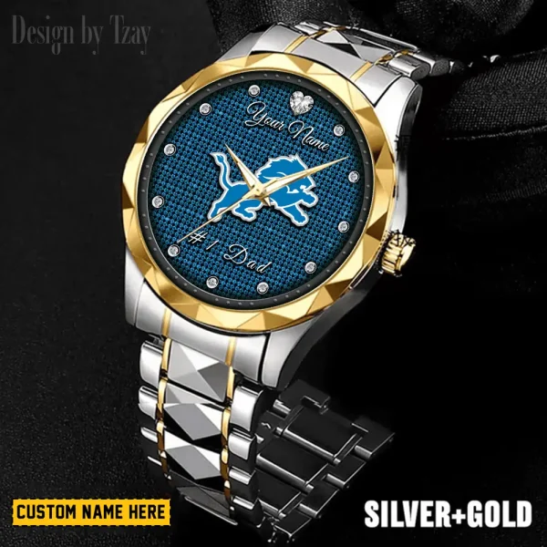 Detroit Lions #1 Dad Luxury Diamond Men Wristwatch Father's Day Gift SPTDMW205
