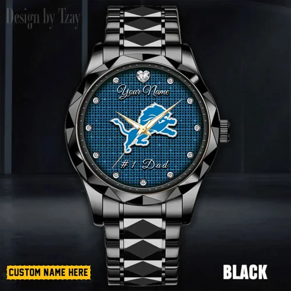 Detroit Lions #1 Dad Luxury Diamond Men Wristwatch Father's Day Gift SPTDMW205 - Image 4