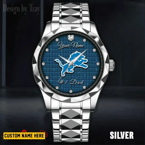 Detroit Lions #1 Dad Luxury Diamond Men Wristwatch Father's Day Gift SPTDMW205 - Image 5