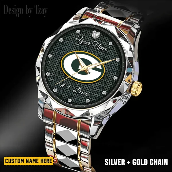 Green Bay Packers #1 Dad Luxury Diamond Men Wristwatch Father's Day Gift SPTDMW206 - Image 5