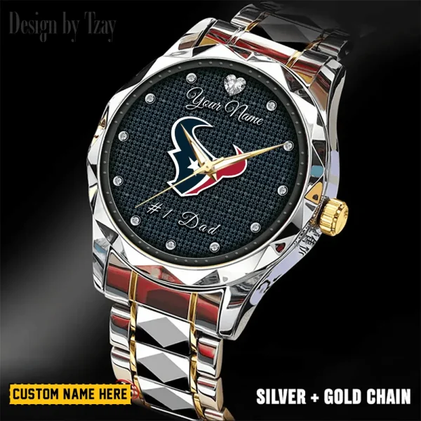 Houston Texans #1 Dad Luxury Diamond Men Wristwatch Father's Day Gift SPTDMW207 - Image 2