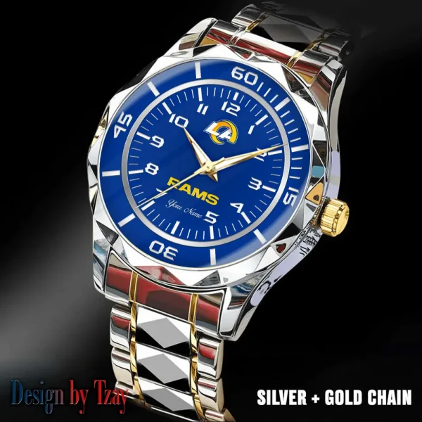 Los Angeles Rams Best Dad Ever Luxury Diamond Men Wristwatch Father's Day Gift SPTDMW246 - Image 3