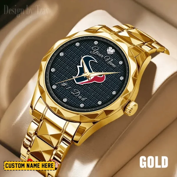 Houston Texans #1 Dad Luxury Diamond Men Wristwatch Father's Day Gift SPTDMW207 - Image 3