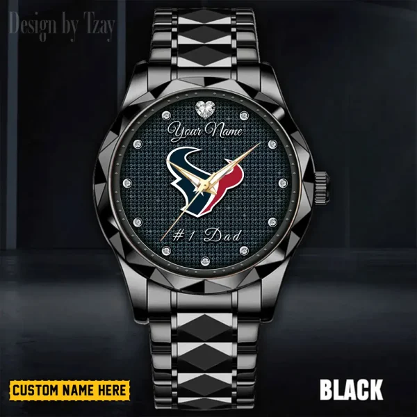 Houston Texans #1 Dad Luxury Diamond Men Wristwatch Father's Day Gift SPTDMW207 - Image 4