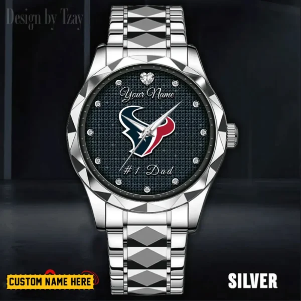 Houston Texans #1 Dad Luxury Diamond Men Wristwatch Father's Day Gift SPTDMW207 - Image 5