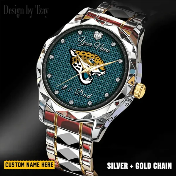 Jacksonville Jaguars #1 Dad Luxury Diamond Men Wristwatch Father's Day Gift SPTDMW209 - Image 3