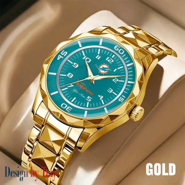 Miami Dolphins Best Dad Ever Luxury Diamond Men Wristwatch Father's Day Gift SPTDMW247 - Image 2
