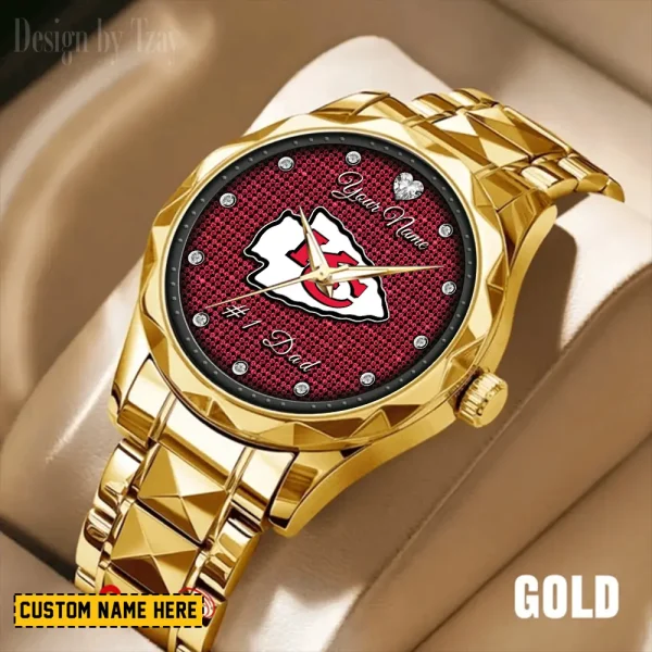 Kansas City Chiefs #1 Dad Luxury Diamond Men Wristwatch Father's Day Gift SPTDMW210 - Image 2