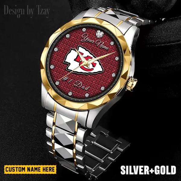 Kansas City Chiefs #1 Dad Luxury Diamond Men Wristwatch Father's Day Gift SPTDMW210