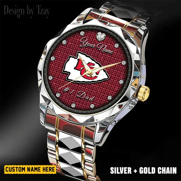Kansas City Chiefs #1 Dad Luxury Diamond Men Wristwatch Father's Day Gift SPTDMW210 - Image 5