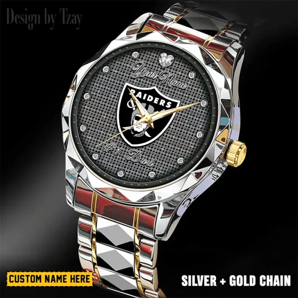 Las Vegas Raiders #1 Dad Luxury Diamond Men Wristwatch Father's Day Gift SPTDMW211 - Image 3