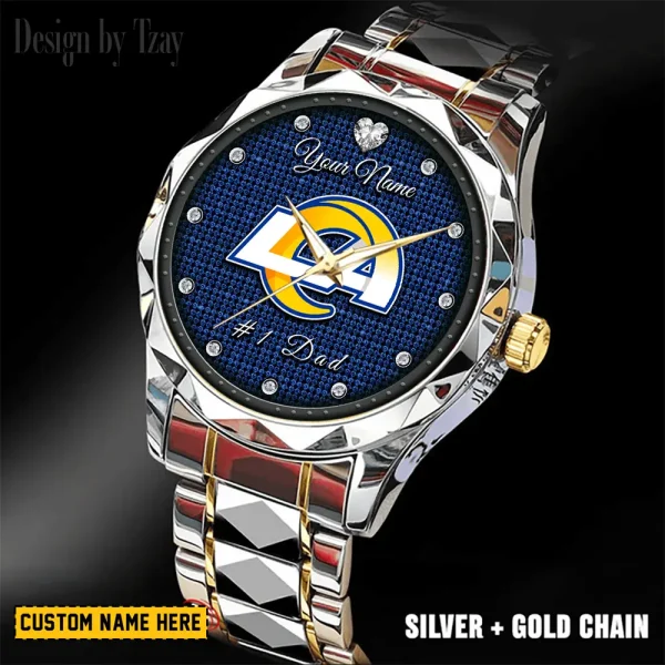 Los Angeles Rams #1 Dad Luxury Diamond Men Wristwatch Father's Day Gift SPTDMW213 - Image 3