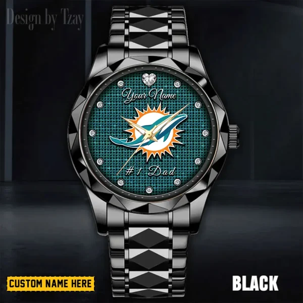 Miami Dolphins #1 Dad Luxury Diamond Men Wristwatch Father's Day Gift SPTDMW214 - Image 3
