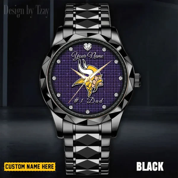 Minnesota Vikings #1 Dad Luxury Diamond Men Wristwatch Father's Day Gift SPTDMW215 - Image 5