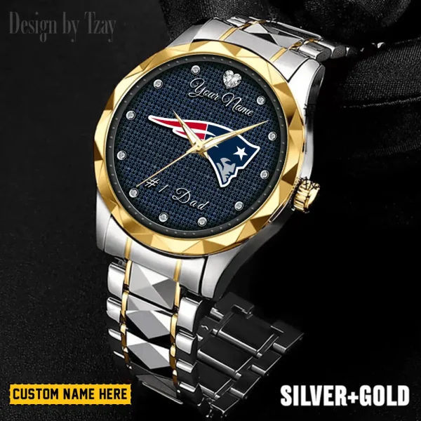 New England Patriots #1 Dad Luxury Diamond Men Wristwatch Father's Day Gift SPTDMW216