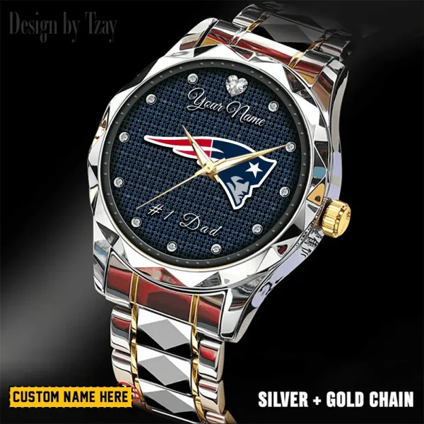 New England Patriots #1 Dad Luxury Diamond Men Wristwatch Father's Day Gift SPTDMW216 - Image 5