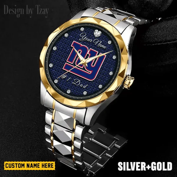 New York Giants #1 Dad Luxury Diamond Men Wristwatch Father's Day Gift SPTDMW218