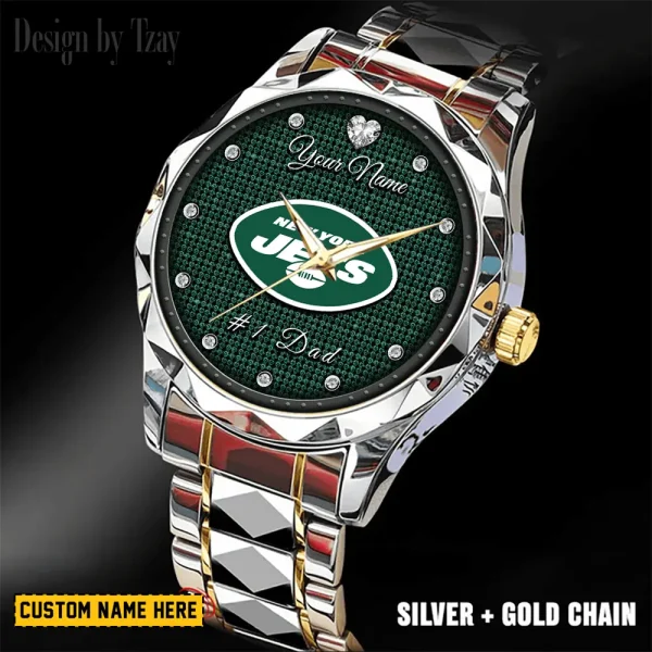 New York Jets #1 Dad Luxury Diamond Men Wristwatch Father's Day Gift SPTDMW219 - Image 4