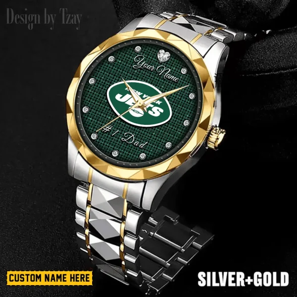 New York Jets #1 Dad Luxury Diamond Men Wristwatch Father's Day Gift SPTDMW219