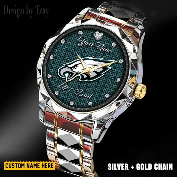 Philadelphia Eagles #1 Dad Luxury Diamond Men Wristwatch Father's Day Gift SPTDMW220 - Image 2