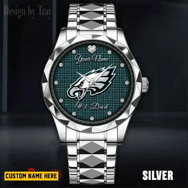 Philadelphia Eagles #1 Dad Luxury Diamond Men Wristwatch Father's Day Gift SPTDMW220 - Image 3