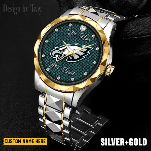 Philadelphia Eagles #1 Dad Luxury Diamond Men Wristwatch Father's Day Gift SPTDMW220