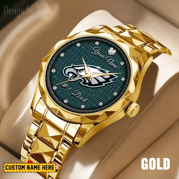 Philadelphia Eagles #1 Dad Luxury Diamond Men Wristwatch Father's Day Gift SPTDMW220 - Image 4
