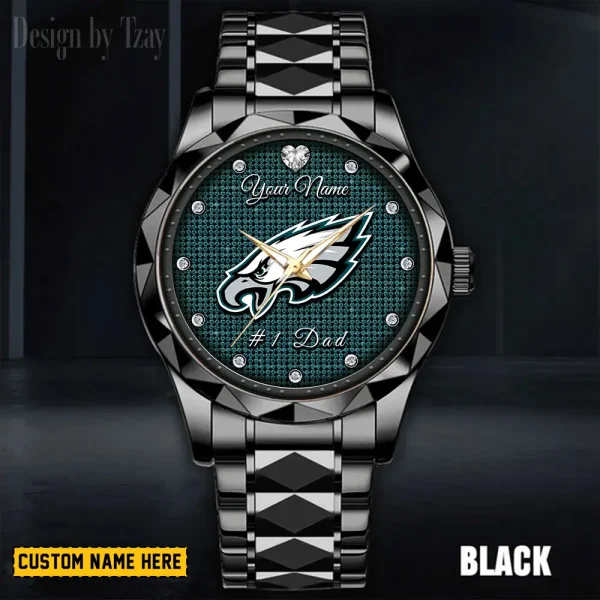 Philadelphia Eagles #1 Dad Luxury Diamond Men Wristwatch Father's Day Gift SPTDMW220 - Image 5