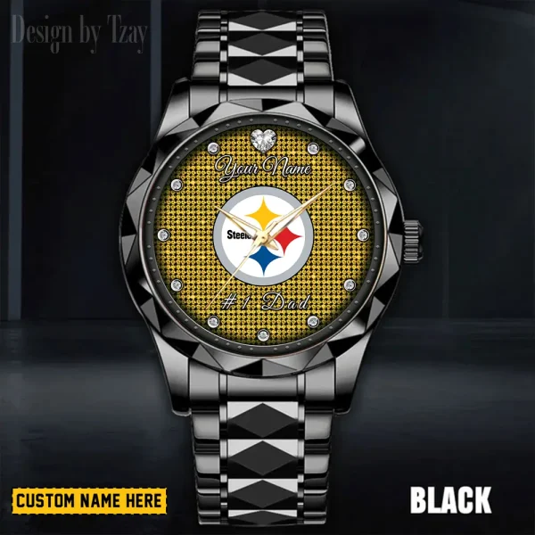 Pittsburgh Steelers #1 Dad Luxury Diamond Men Wristwatch Father's Day Gift SPTDMW221 - Image 3