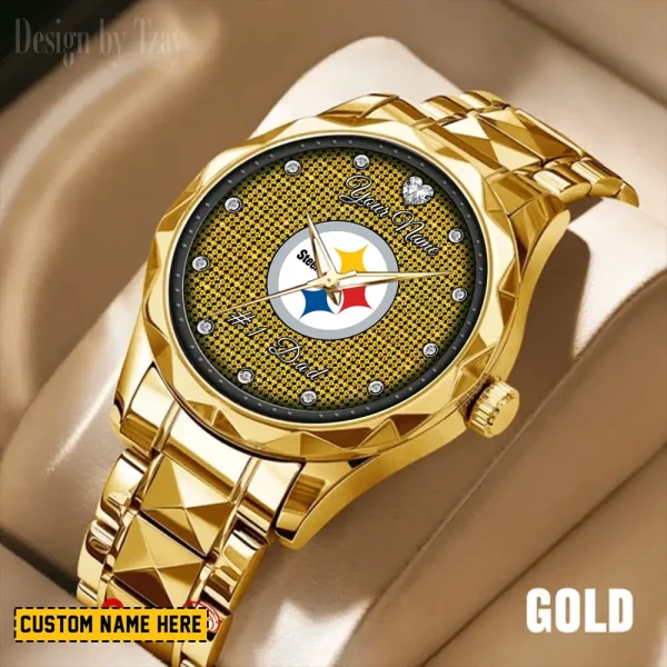 Pittsburgh Steelers #1 Dad Luxury Diamond Men Wristwatch Father's Day Gift SPTDMW221 - Image 4