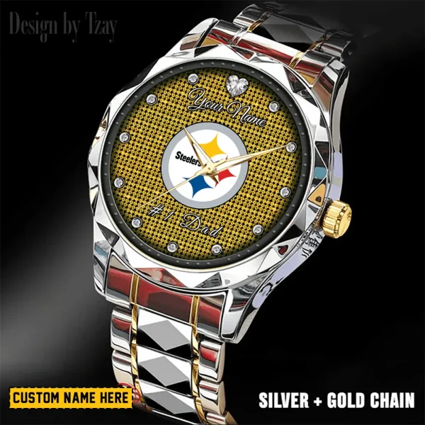 Pittsburgh Steelers #1 Dad Luxury Diamond Men Wristwatch Father's Day Gift SPTDMW221 - Image 5