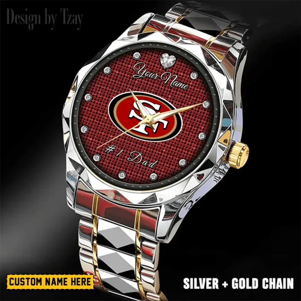 San Francisco 49ers #1 Dad Luxury Diamond Men Wristwatch Father's Day Gift SPTDMW222 - Image 3