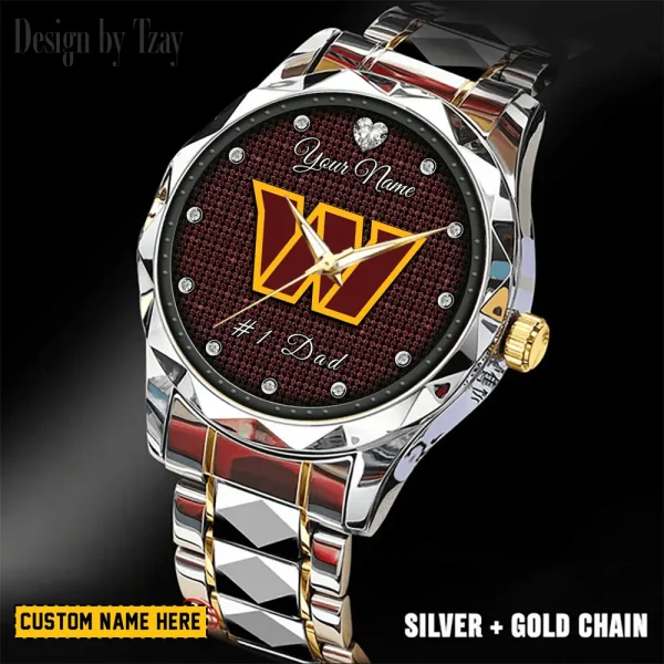 Washington Commanders #1 Dad Luxury Diamond Men Wristwatch Father's Day Gift SPTDMW226 - Image 2