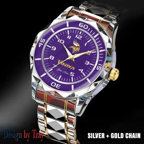 Minnesota Vikings Best Dad Ever Luxury Diamond Men Wristwatch Father's Day Gift SPTDMW255 - Image 3