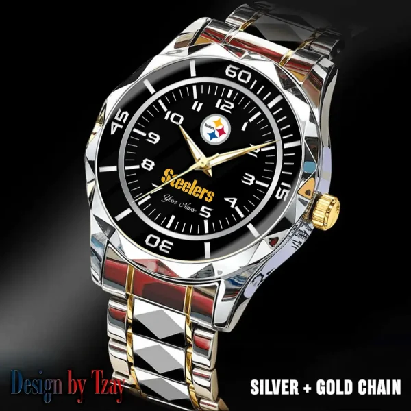 Pittsburgh Steelers Best Dad Ever Luxury Diamond Men Wristwatch Father's Day Gift SPTDMW257 - Image 5