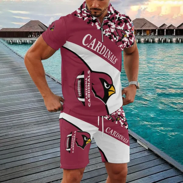 Arizona Cardinals NFL New2025 Quarter Zip Polo and Short AZPLZ614