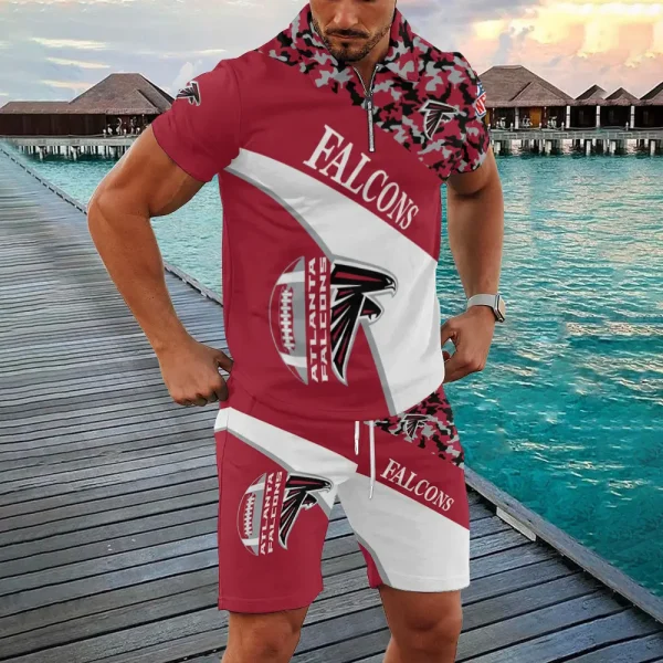 Atlanta Falcons NFL New2025 Quarter Zip Polo and Short AZPLZ615