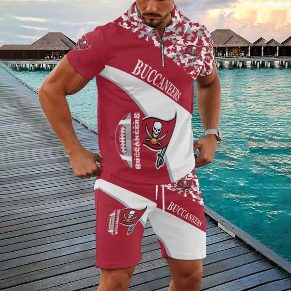 Tampa Bay Buccaneers NFL New2025 Quarter Zip Polo and Short AZPLZ623