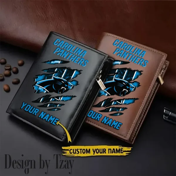 Carolina Panthers Leather Wallets Vertical Style SPTLVW746
