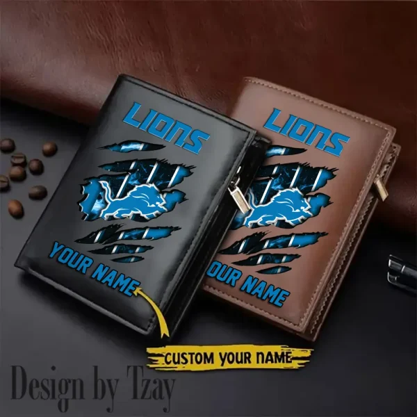Detroit Lions Leather Wallets Vertical Style SPTLVW752
