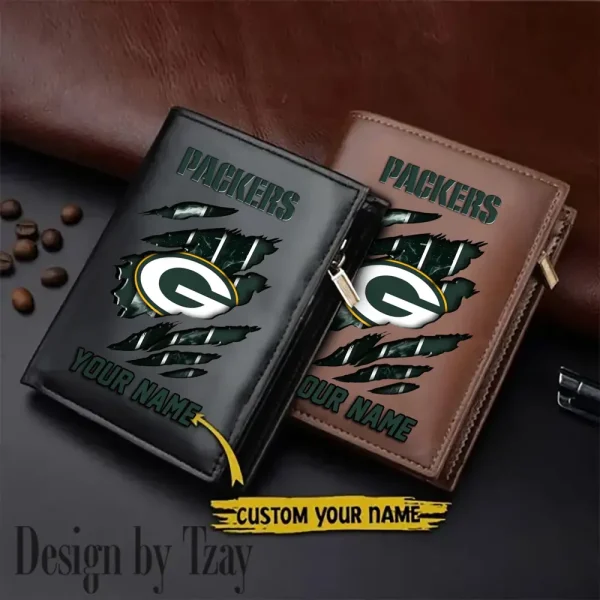 Green Bay Packers Leather Wallets Vertical Style SPTLVW753