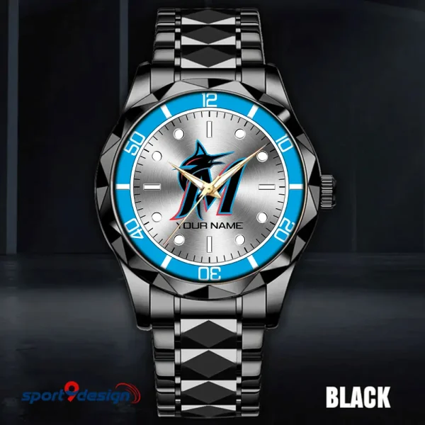 Miami Marlins MLB Luxury Diamond Men Wristwatch Trending 2025 SPTDMW337 - Image 3