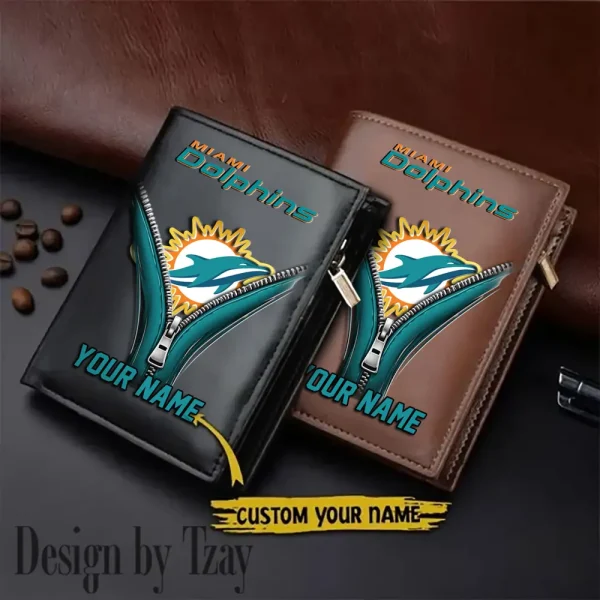 Miami Dolphins Leather Wallets Vertical Style SPTLVW784